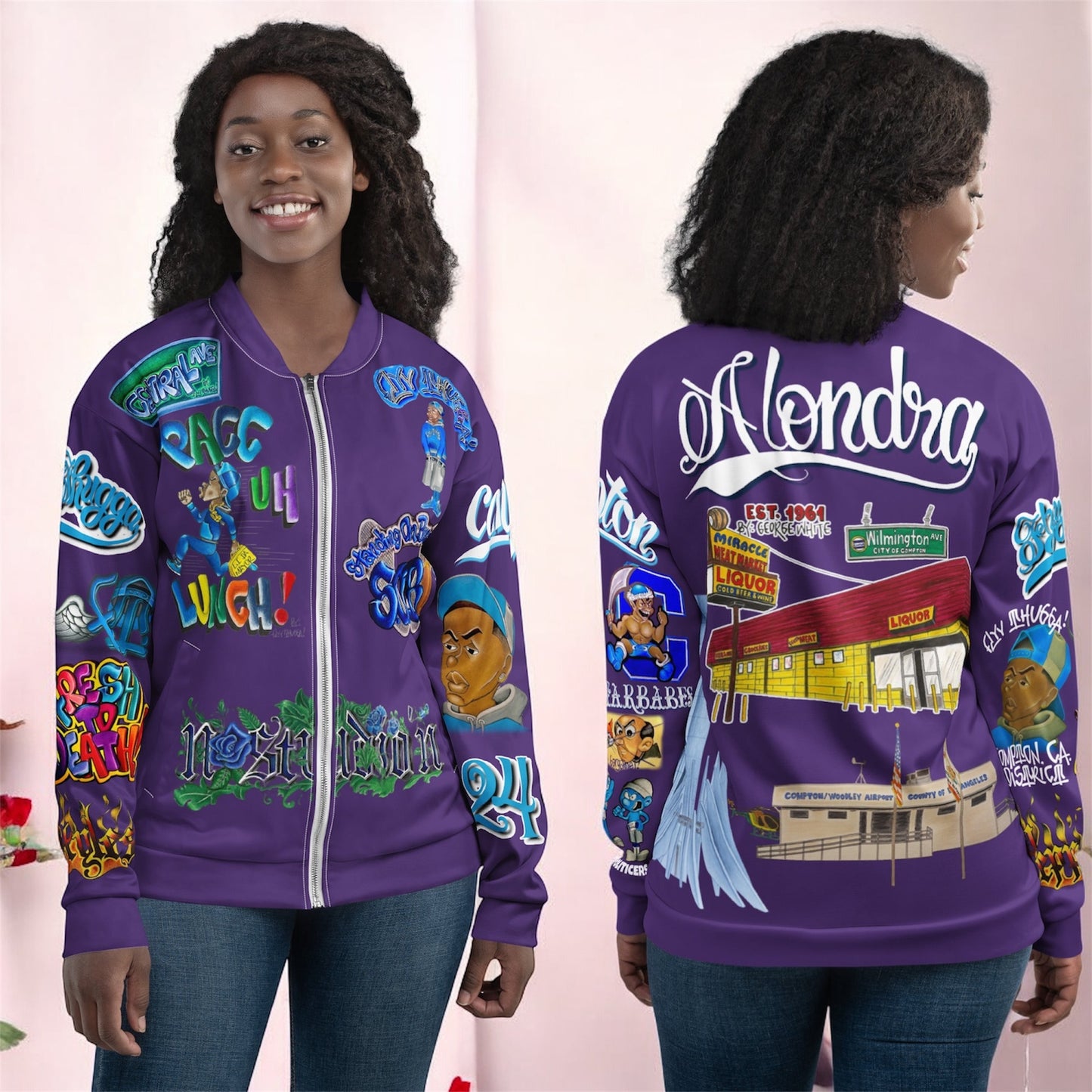 Unisex FLYY THUGGA COMMUNITY COLLABORATION Bomber Jacket