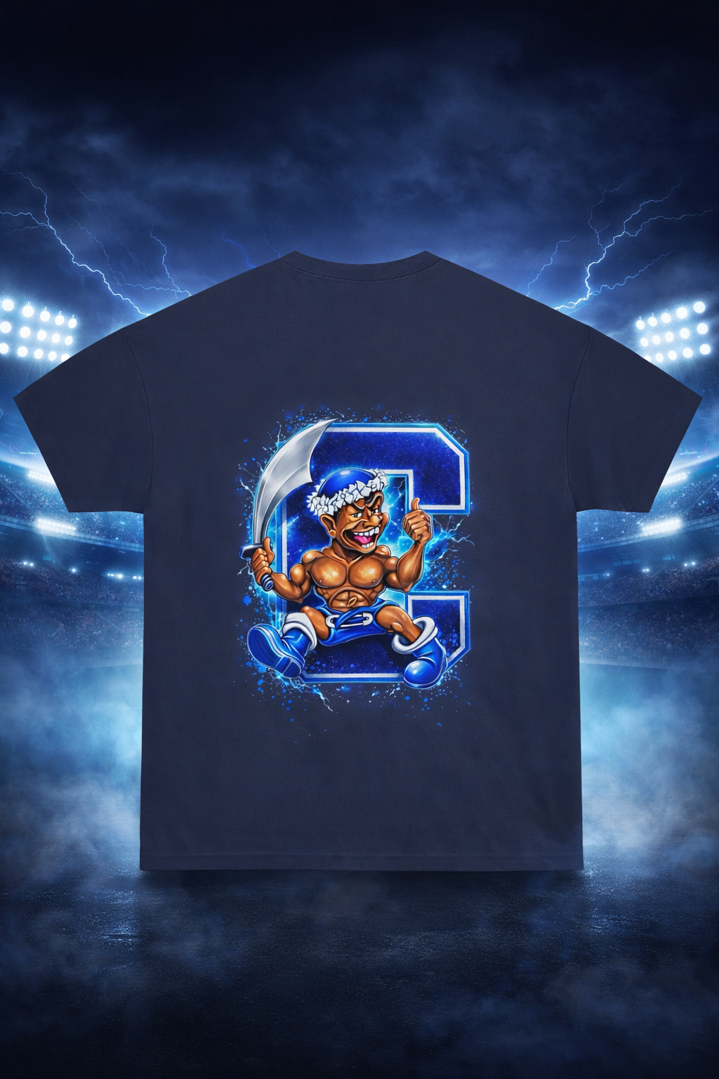 Mens Box T shirt. Stitched “COMPTON” on front & 15 in. Print on back.