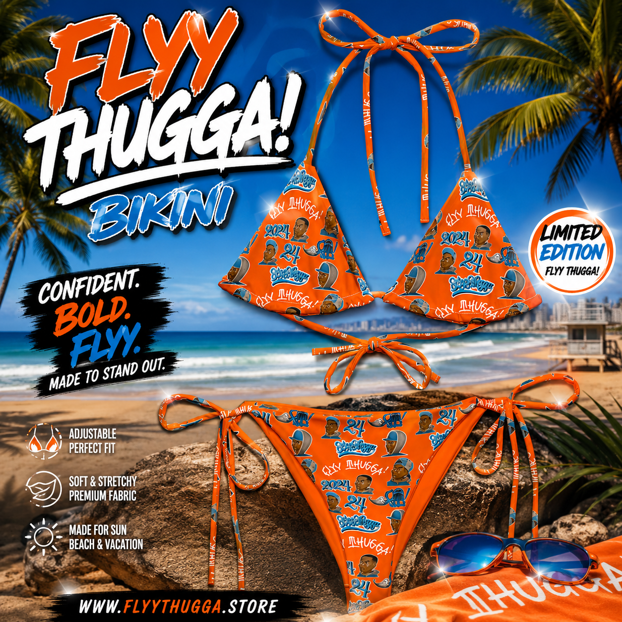 All-over print recycled string bikini